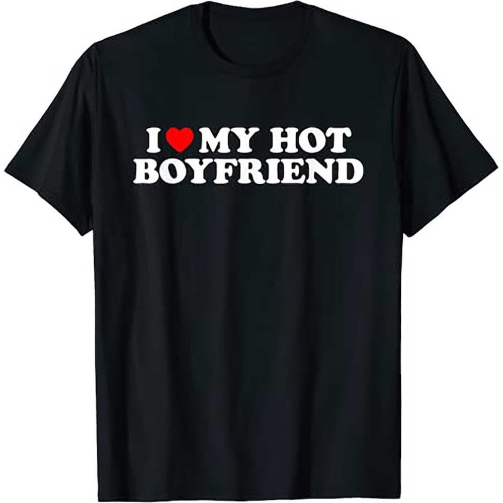 I Love My Hot Boyfriend - Black Unisex Shirt - 2.jpg