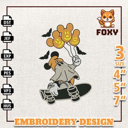 cartoon mouse spooky embroidery design, happy halloween embroidery design, fall season vibes embroidery file, ghost ska