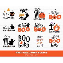 My First Halloween SVG Bundle, Halloween Clip Art Svg, Baby Halloween Svg, Newborn Halloween Svg, Silhouette Cut Files
