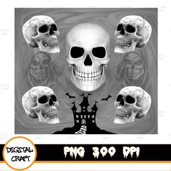 Halloween Skull Png Tumbler Wrap, Sublimation Designs Download, Digital, Fall, Halloween