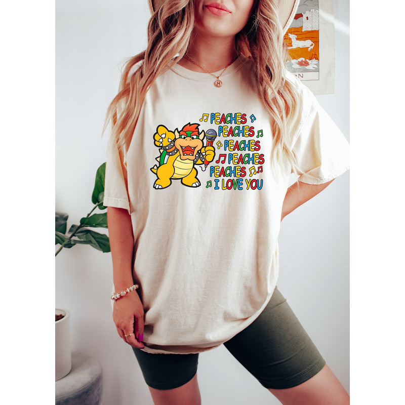 Retro Comfort Peaches Shirt, Trendy Unisex Shirt, Peaches Shirt, Boho Graphic Shirt, Peaches Peaches Peaches, Bowser Lover Shirt, Bowser Tee - 1.jpg