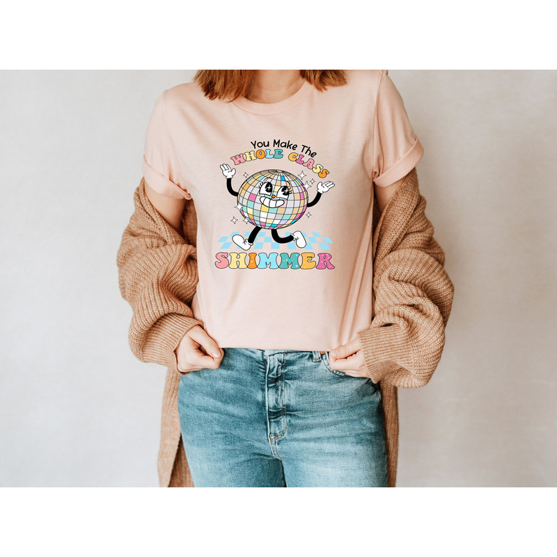 You Make The Whole Class Shimmer Shirt, Retro Teacher Life Shirt, Teacher Appreciation Tee, Checkered Teacher Shirts, Gift For Teacher - 2.jpg