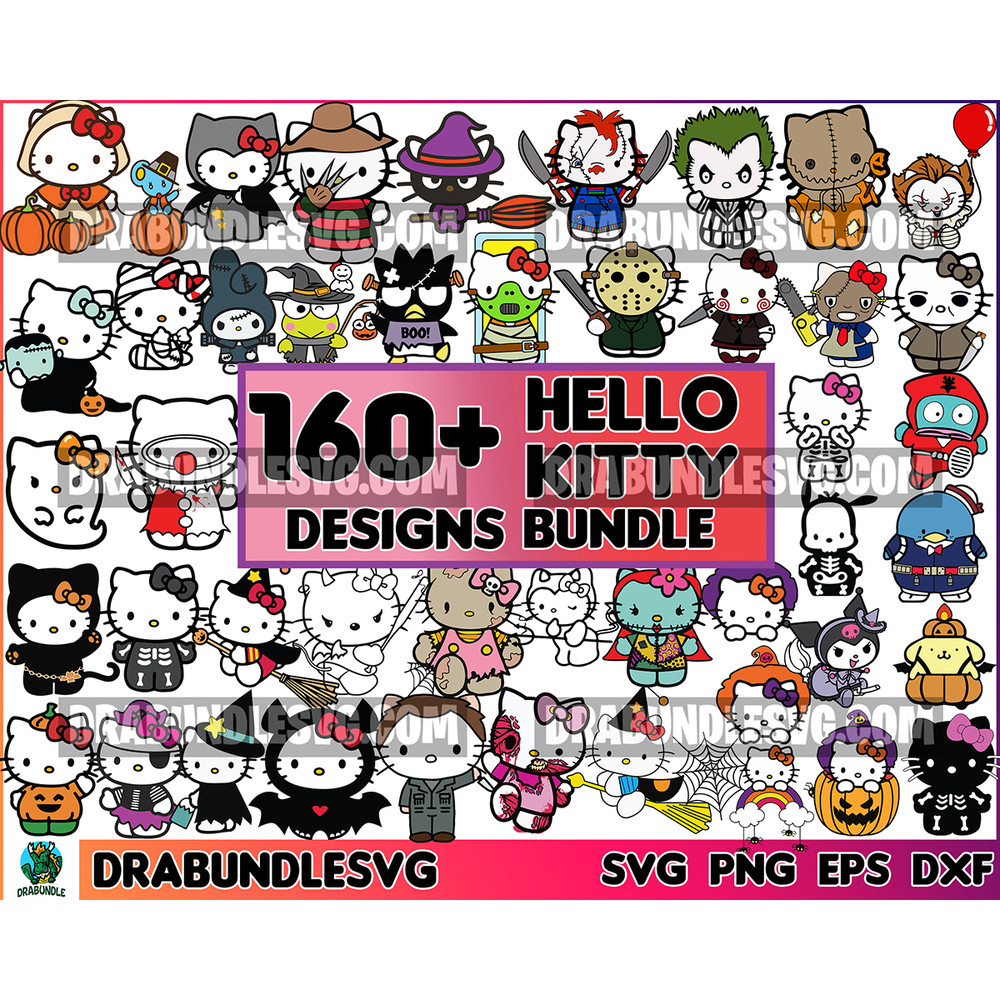 160 Hello Kitty halloween Svg, Hello Kitty Svg, Halloween Kitty Svg, Hello Kitty Christmas Svg, Jack Skellington, Christmas Svg Instant Download.jpg