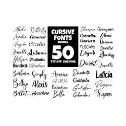 50 Files Cursive Fonts Bundle, Trending Svg, Font Bundle Svg, Cursive Fonts, Font Design, Fonts, Cricut Fonts, Fonts For