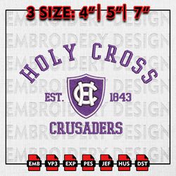 NCAA Holy Cross Crusaders Embroidery files, NCAA Embroidery Designs, Holy Cross Crusaders Machine Embroidery Pattern