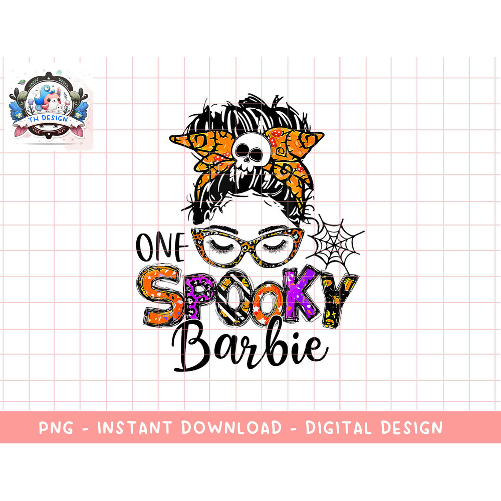 Spooky Barbie Name Style Messy Bun Gift Women Mom Halloween png, sublimation copy.jpg