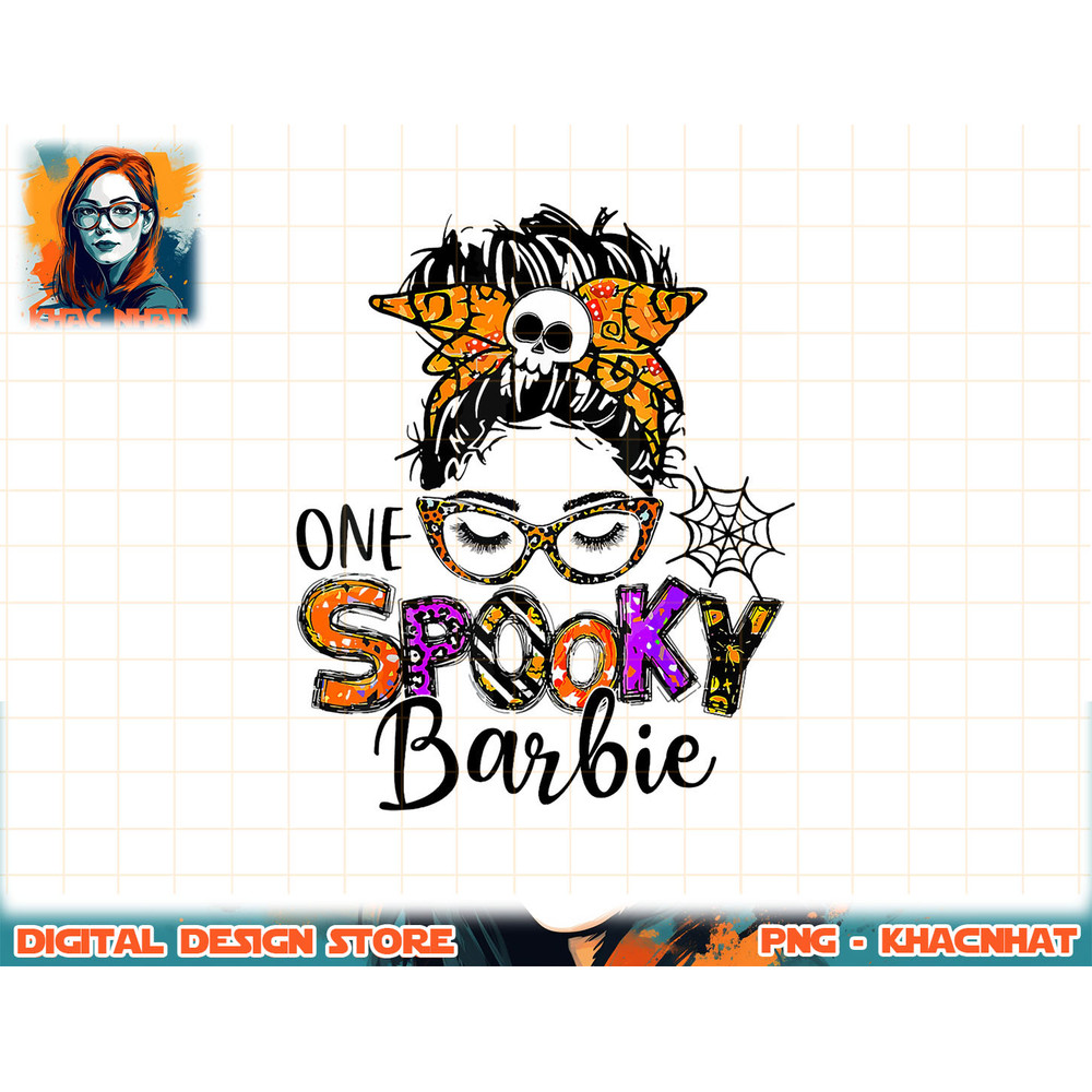 Spooky Barbie Name Style Messy Bun Gift Women Mom Halloween png, sublimation copy.jpg