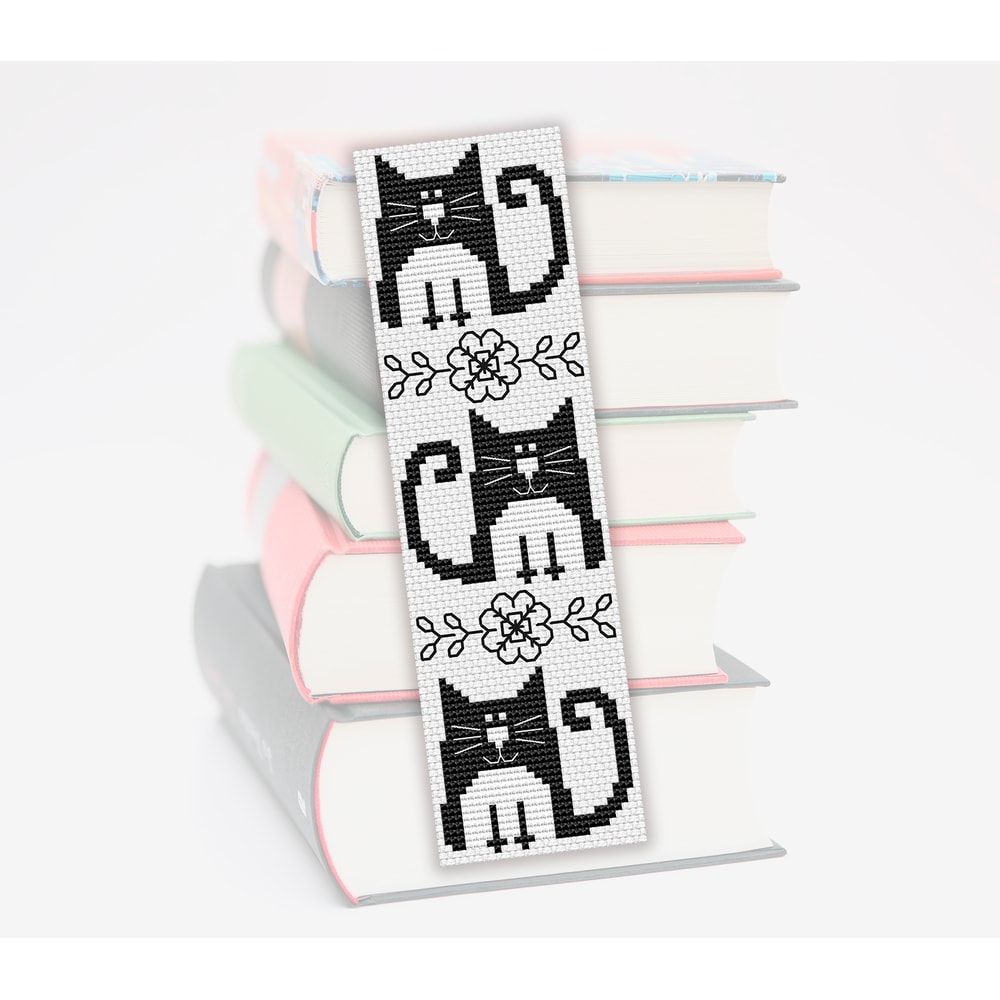 cross stitch bookmark pattern Black Cat