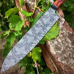 Damascus Steel Knife Custom Handmade - 14.00" inches Damascus Steel Mosaic pattern chef knife