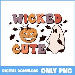 wicked cute png, cute ghost png, ghost png, pumpkin png, retro halloween png, halloween png, cartoon png, png file
