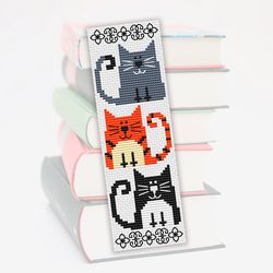 Cross stitch bookmark pattern Funny Cats, Embroidery pattern, Cute Cat bookmark, Gift for book lover