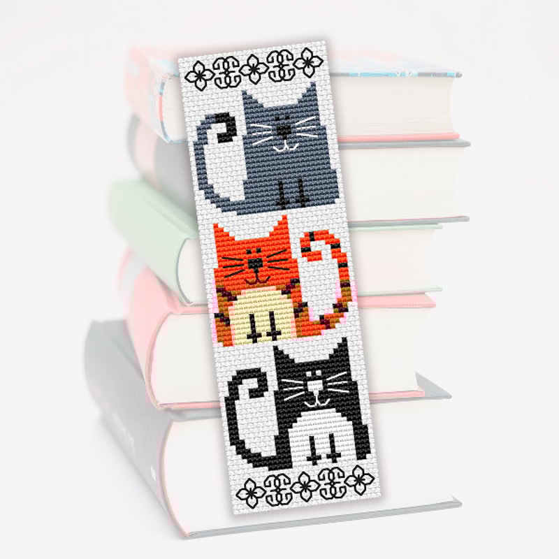 Cat bookmark cross stitch pattern