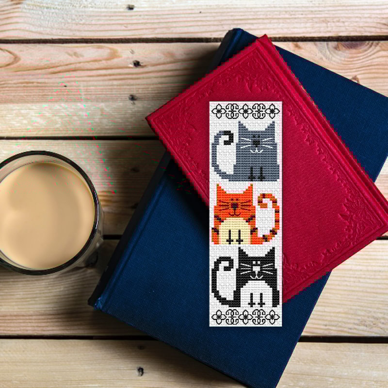 cross stitch bookmark pattern Funny Cats