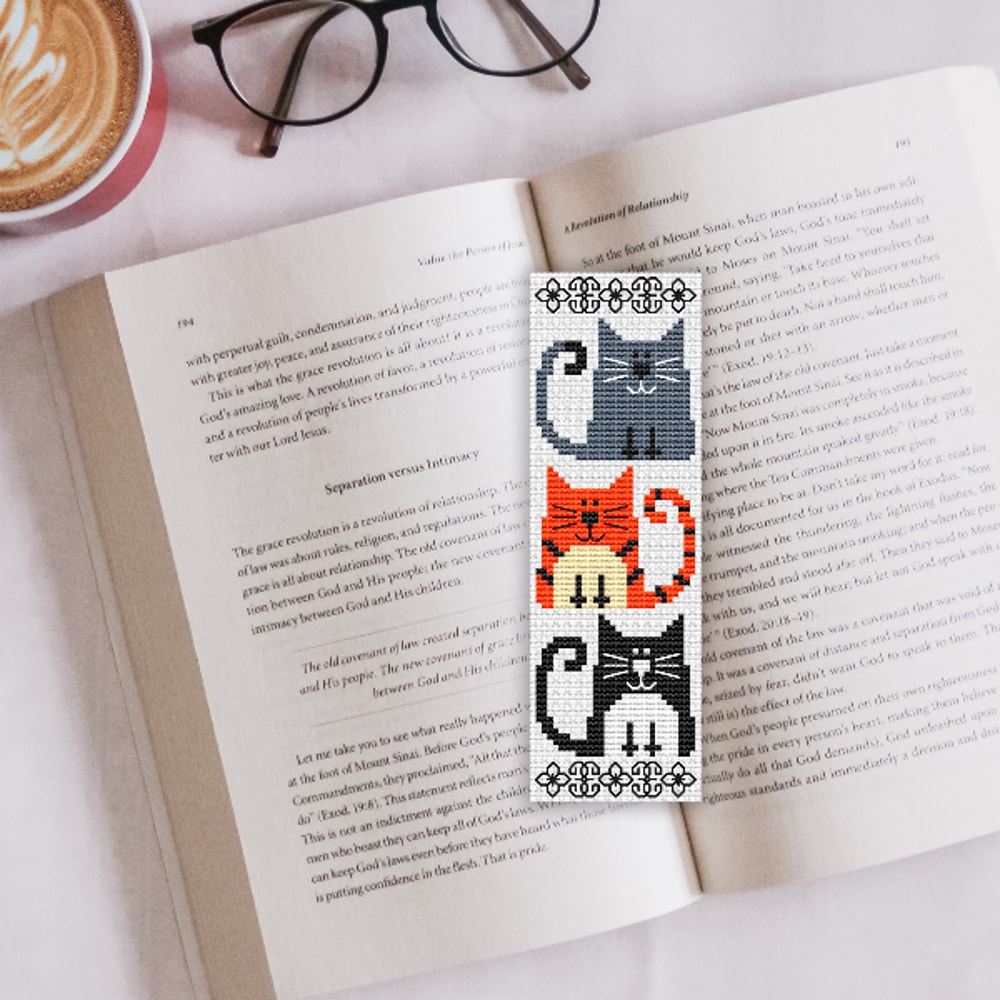 cross stitch bookmark pattern Cats