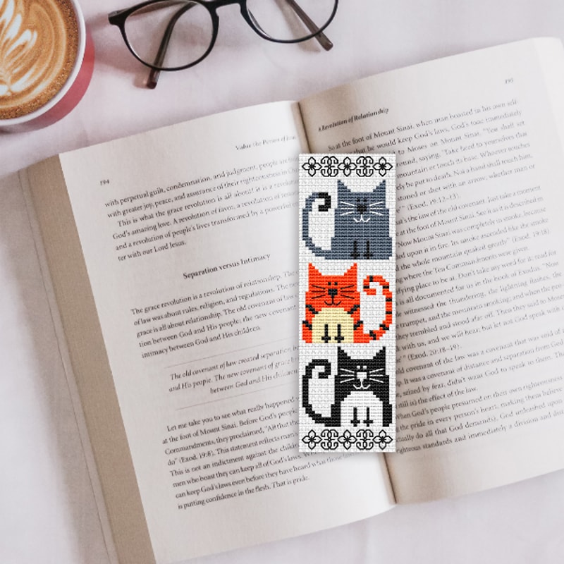 cross stitch bookmark pattern Cats