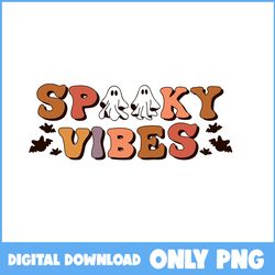 spooky vibes png, cute ghost png, pumpkin png, retro halloween png, halloween png, cartoon png, png file