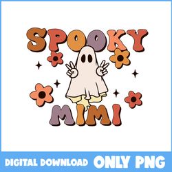 spooky mimi ghost png, cute ghost png, pumpkin png, retro halloween png, halloween png, cartoon png, png file