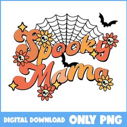 spooky mama png, ghost png, bat png, skull png, retro halloween png, halloween png, cartoon png, png digital file