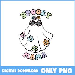 spooky mama png, spooky mama ghost png, skull png, ghost png, bat png, retro halloween png, halloween png, cartoon png