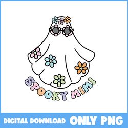 spooky mama ghost png, spooky mama png, skull png, ghost png, bat png, retro halloween png, halloween png, cartoon png