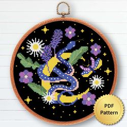 Mystic Magic Snake Cross Stitch Pattern
