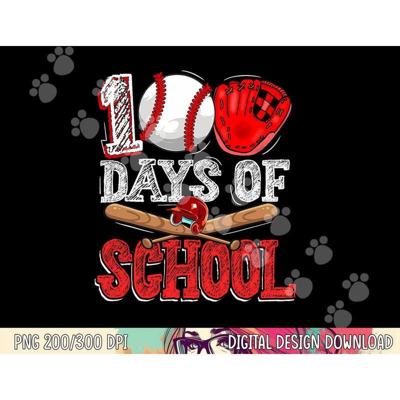 100 Days of School Baseball 100th Day Of School Teacher Kids png, sublimation copy.jpg