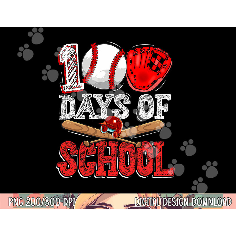 100 Days of School Baseball 100th Day Of School Teacher Kids png, sublimation copy.jpg