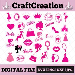 babie svg bundle, svg, princess silhouette, pink doll svg, girl svg, sticker clipart, svg files for cricut, svg - png de