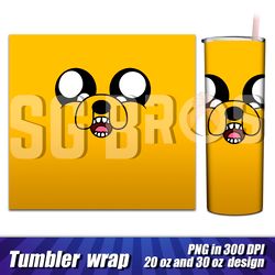 Adventure Time Tumbler 20oz & 30oz, Jake tumbler wrap, Tumbler template with Adventure Time, Custom Jake Tumbler art