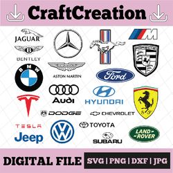 Cars Brands Logo Bundle, Cars Logo SVG , Brand Logo Cricut, Silhouette, Cut File, Tesla Vector, Jeep Svg, Ferrari Svg, D