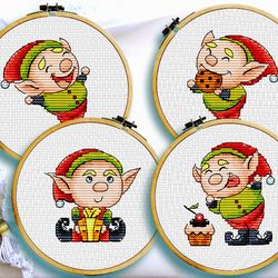 Christmas elf cross stitch pattern, Funny christmas cross stitch, Christmas gnome cross stitch, Digital PDF