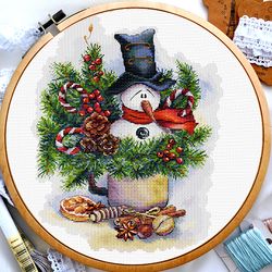 Snowman cross stitch pattern, Funny christmas cross stitch, Winter cross stitch, Christmas ornament , Digital PDF