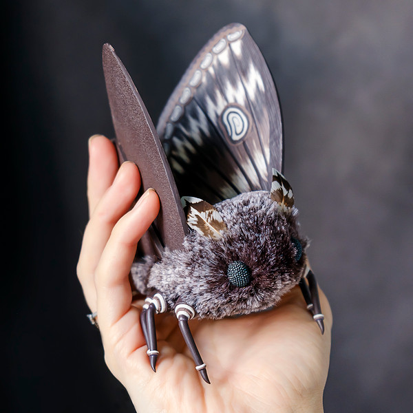 Realistic brown moth plush doll