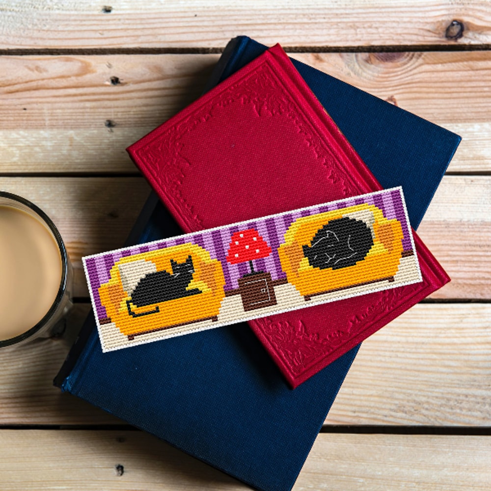 cross stitch bookmark pattern black cats
