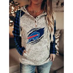 Buffalo Bills A Woman's Casual Long – Sleeved Top With A Round Neck