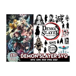 19 files anime manga svg bundle, demon slayer svg