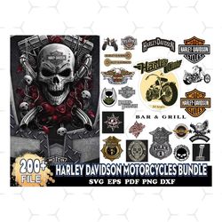 200 harley davidson motorcycles bundle svg, harley logo svg