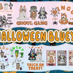 12 Halloween Bluey Dog Embroidery Design, Halloween Embroidery Bundle Design,Halloween Movie Cartoon Embroidery Bundle