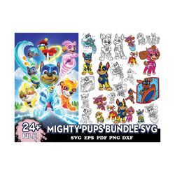 24 mighty pups bundle svg, paw patrol svg, cartoon svg