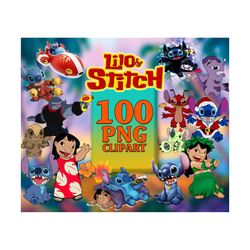 100 lilo stitch clipart bundle, hawaii for stickers, lilo and stitch png, disney clipart, lilo and stitch bundle