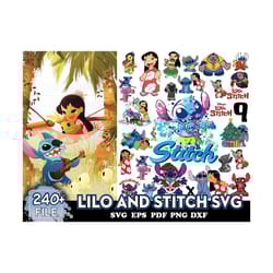 240 files stitch svg, lilo and stitch svg, cartoon svg