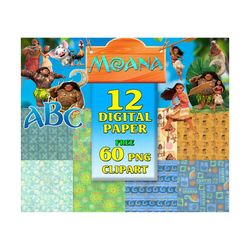 12 moana digital paper, moana paper pack, moana party printable moana digital scrapbooking paper png