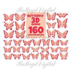 160 butterfly 3d bundle svg, trending svg, butterfly svg, butterfly 3d, butterfly png, butterfly bundle, animal svg, but
