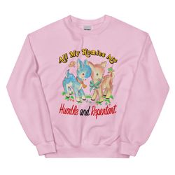 humble repentant unisex sweatshirttiktoktrend,grimace,milkshake,funny meme
