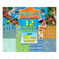 12 moana digital paper, moana paper pack, moana party printable moana digital scrapbooking paper png
