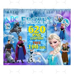 620 frozen clipart bundle, clipart frozen png, elsa olaf anna frozen, disney clipart bundle, frozen font