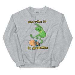 vibe in shambles unisex sweatshirttiktoktrend,grimace,milkshake,funny meme