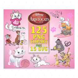 125 aristocrats clipart bundle, cat marie music, eiffel tower, aristocats png, marie png, cats tumbler png, cats coffee,