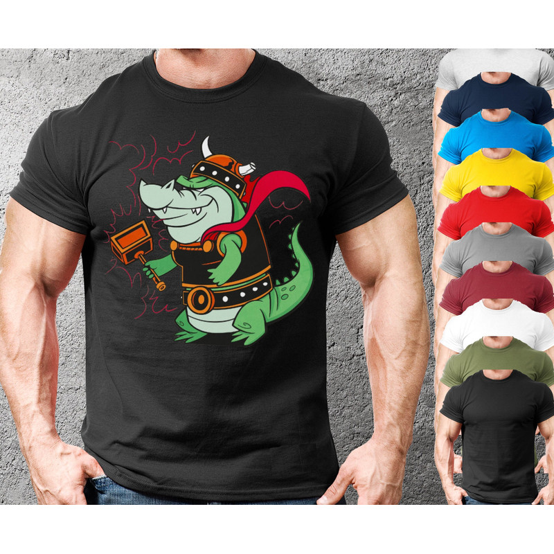 Anime Viking Crocodile With Hammer Shirt For Man And Woman,Viking T shirt Nordic Clothing For Boys And Girls,Funny Viking Gift Shirt, Cool - 1.jpg