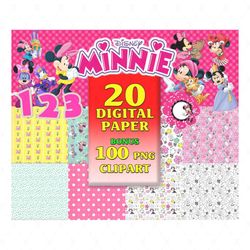 20 Minnie Mouse Digital Paper, Minnie Mickey, Minnie Font, Minnie Mouse Pink Digital Paper, Minnie Girl Background Png